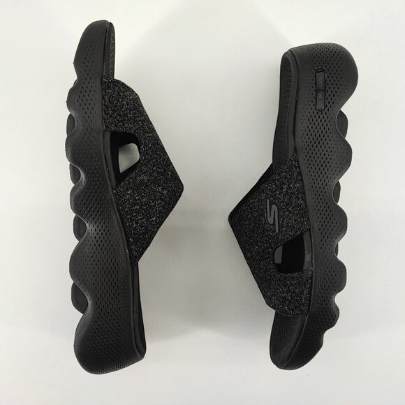 Skechers Woman's Go Walk Massage Fit Vogue Black Sandals Size 9 - Picture 5 of 8